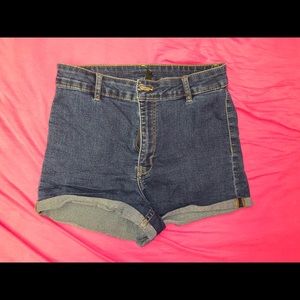 Dark wash high waisted jean shorts
